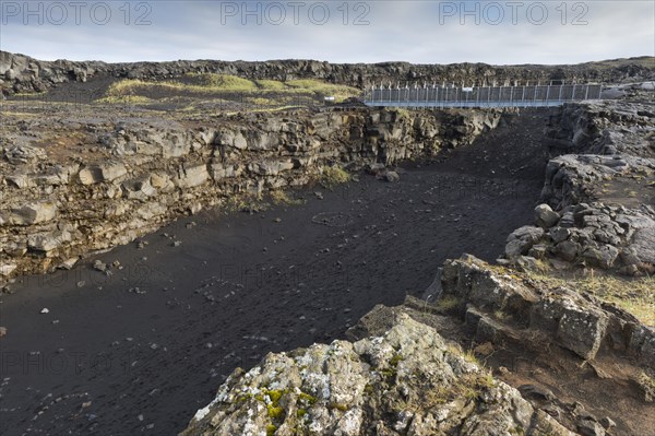 Bridge between the continents crosses the fracture zone between the American and European tectonic plates