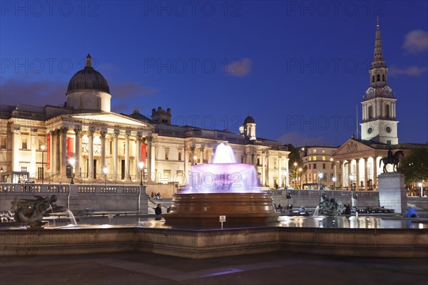 Fountain in front of the National Gallery and Church of St Martin-in-the-Fields