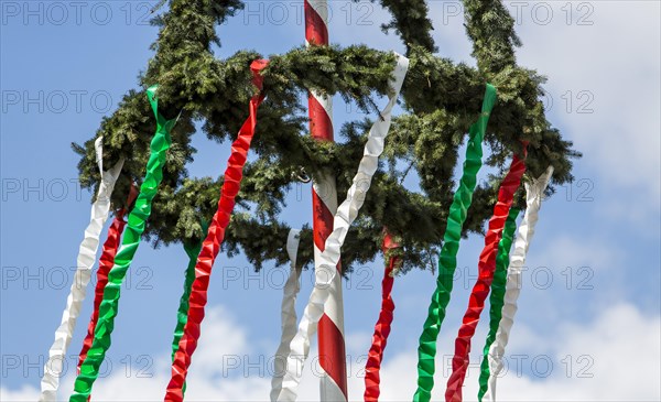 Maypole erected by the volunteers' fire department
