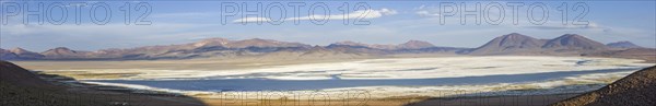 Panoramic view of the salt lake Salar del Huasco