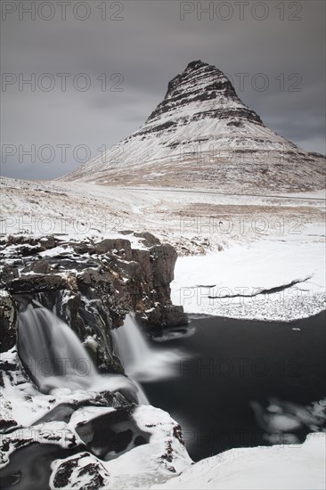 Mt Kirkjufell with a waterfall