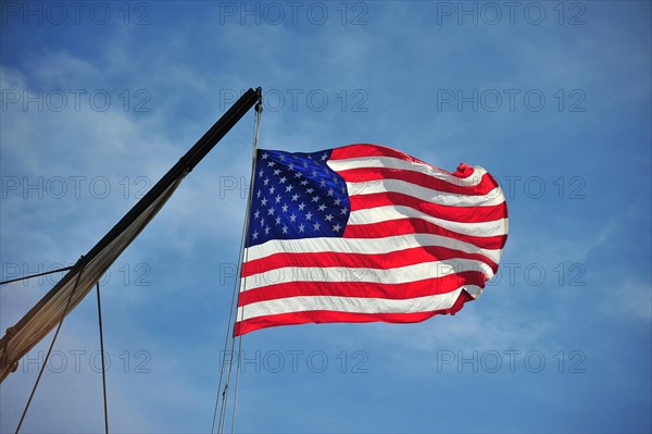 American flag on the museum ship USS Constitution