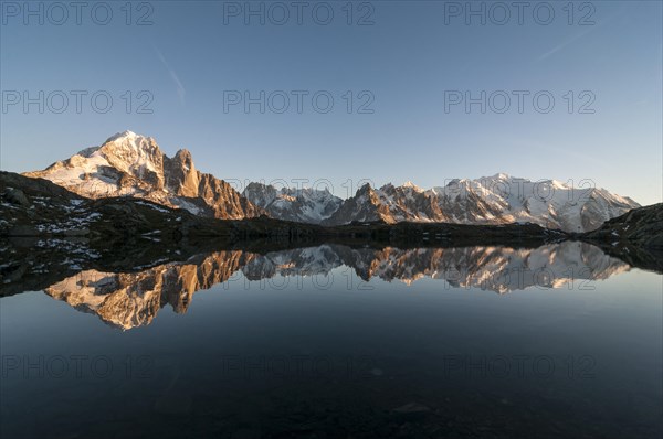 Mont Blanc massif reflected in the Lac de Chesery