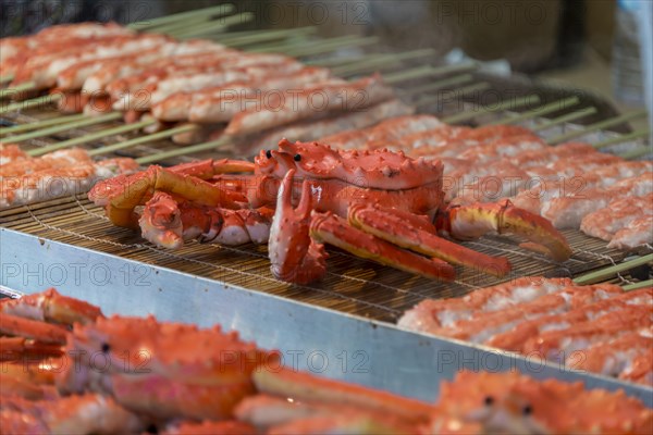 Grilled crabs at a food stand