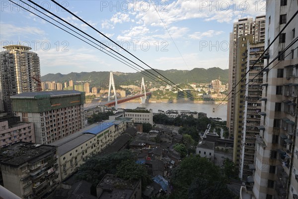 Old and new high-rises at the Yangtze cable car