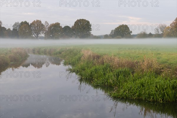 Evening fog on the river Aller