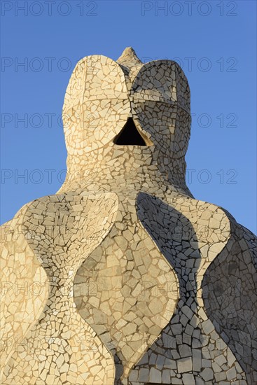 Sculpted ventilation shaft on the roof of Casa Mila