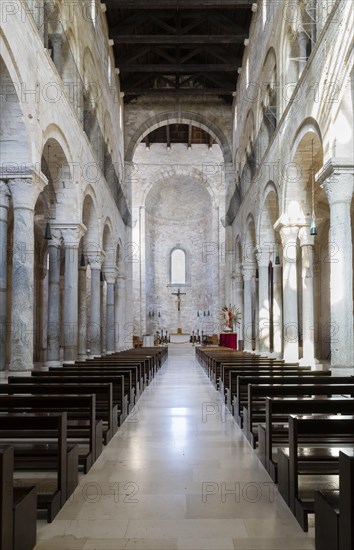 Nave of the upper church with transept and apse