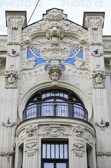 Art Nouveau facade of the house Alberta iela 8 or Albert Street 8