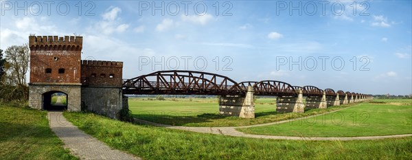 Former railway bridge Elbbrucke Domitz over the River Elbe at Domitz