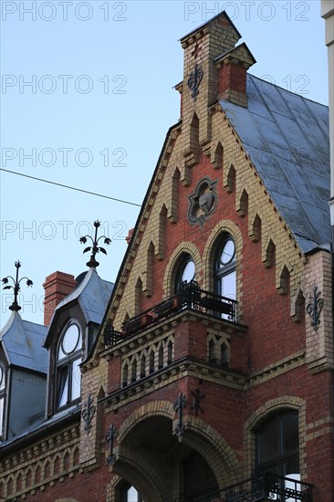 Gable of an Art Nouveau style brick house