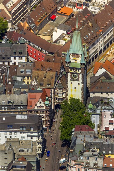 Historic centre of Freiburg with Schwabentor gate