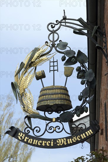 Handcrafted hanging sign of the Brewery Museum