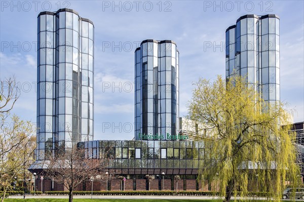 Mirrored glass towers