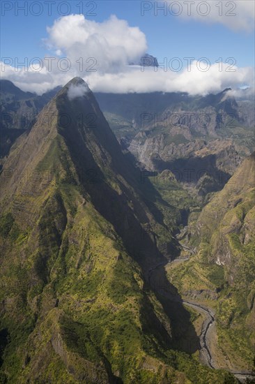 Dramatic clouds above Piton Cabris and Canyon des Riviere des Galets