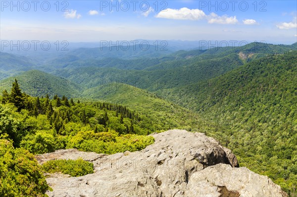 View from the top of Devil's Courthouse in the Appalachian Mountains along the Blue Ridge Parkway
