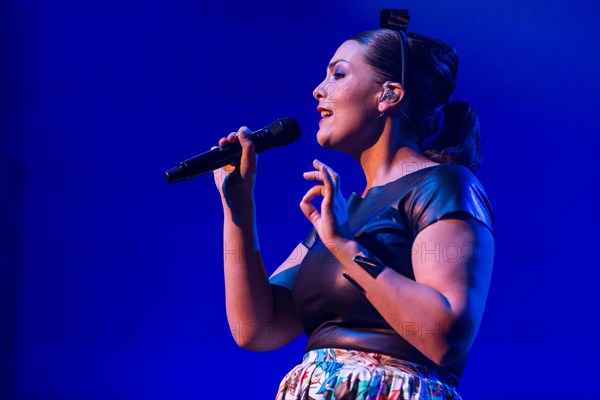 The Dutch pop and jazz singer Caro Emerald performing live at the Blue Balls Festival