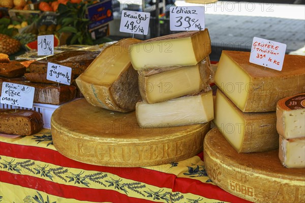 Cheese on sale at a weekly market