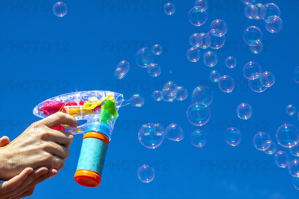 Soap bubbles from a bubble machine