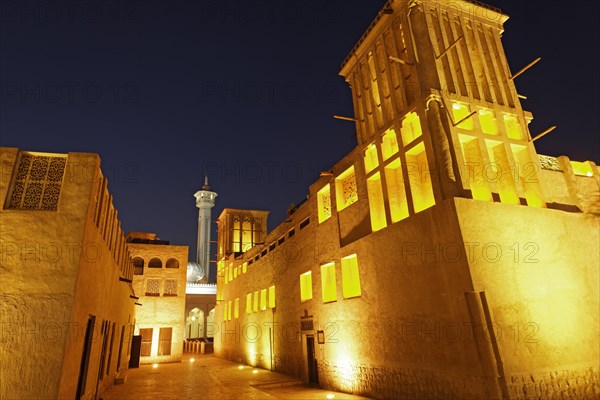 Restored wind tower houses and a mosque