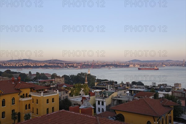 View from Old City Sultanahmet across Bosphorus towards the Asian side with Uskudar and Kadikoy