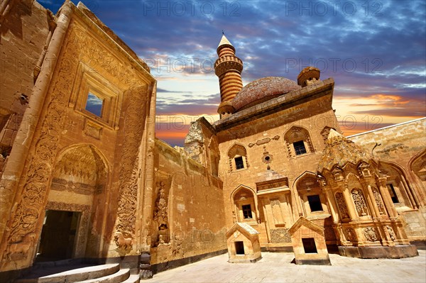 Courtyard of the 18th century Ottoman architecture of the Ishak Pasha Palace