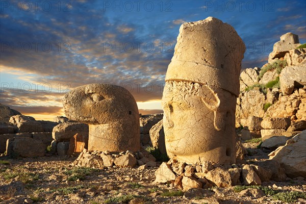 Broken statues around the tomb of Commagene King Antochius 1 on top of Mount Nemrut