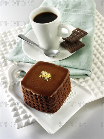 Cake with a sponge case and chocolate filling