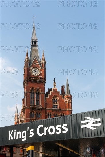 Neo-Gothic St Pancras station with clock tower