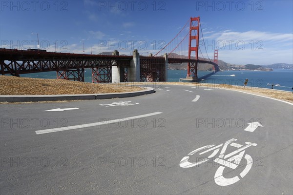 Bike path in front of the Golden Gate Bridge