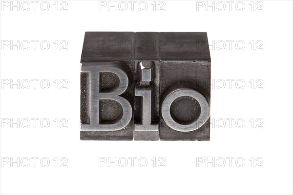 Old lead letters forming the word 'Bio'