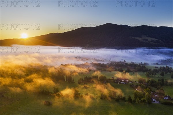 Sunrise with ground fog near Gaissach