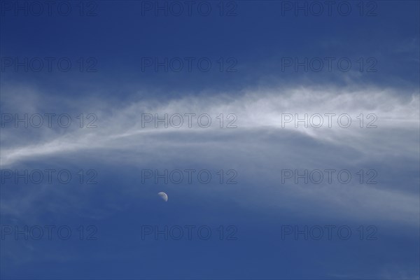 Feather clouds with half moon