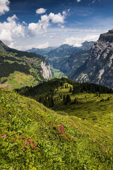 View of Muerren and the Lauterbrunnen Valley