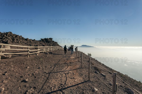 Tourists on top of Volcano Vesuvius