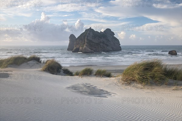 Rock island on Wharariki beach