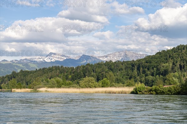 Lake Zurich with mountain panorama