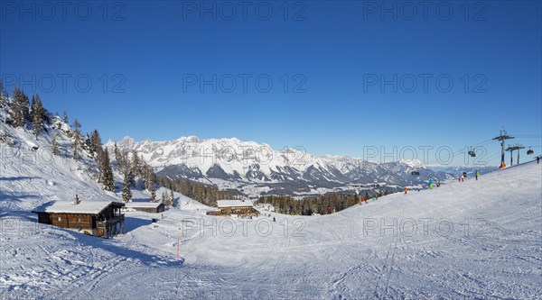 Ski area Reiteralm with view to the Dachstein massif