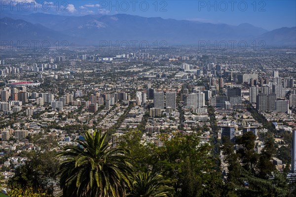 View over Santiago de Chile from the viewpoint Cerro San Cristobal