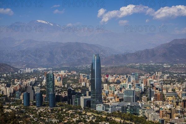 View over Santiago de Chile with Costanera Center Tower from the viewpoint Cerro San Cristobal