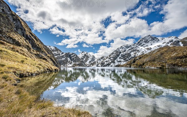 Mountains reflected in lake