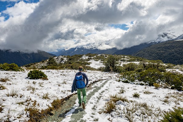 Hiker on trail to Key Summit