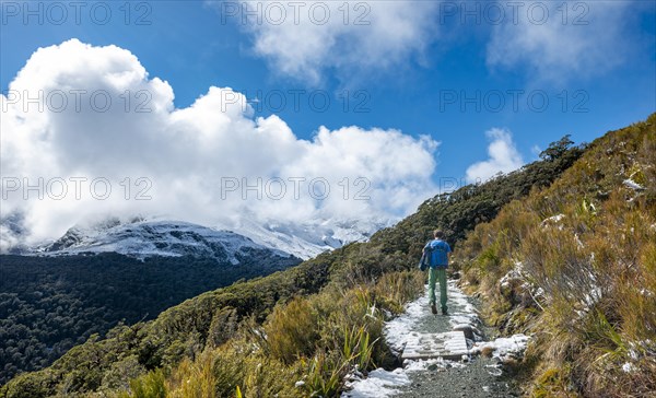 Hiker on trail to Key Summit