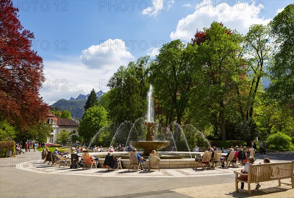 Alps Solespringbrunnen and Wandelhalle in the spa gardens