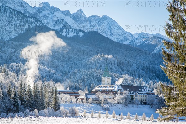 Luxury Hotel Elmau Castle in winter