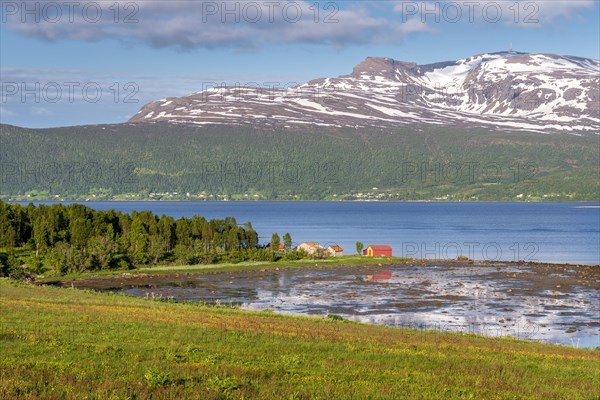 Wooden house by the fjord