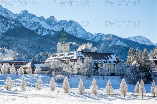 Luxury Hotel Elmau Castle in winter