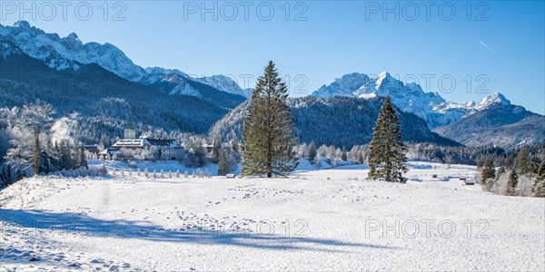 Luxury Hotel Elmau Castle in winter