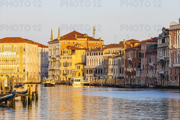 Historical house facades on the Canale Grande in the morning light