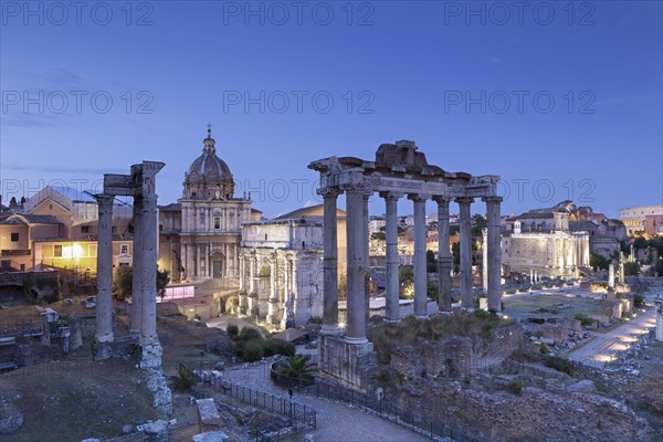 View of the Roman Forum at night